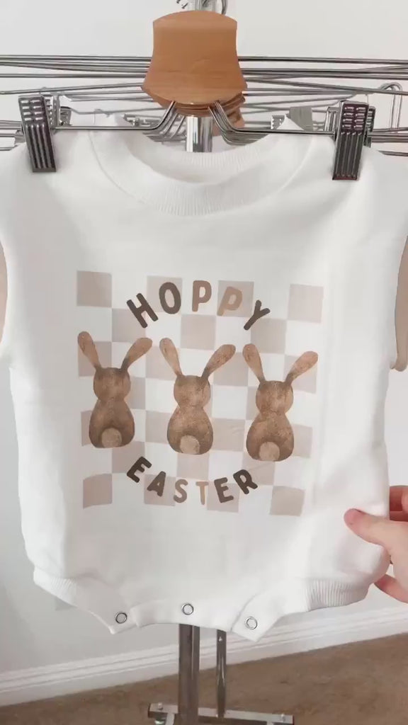 Easter Baby Outfit, First Easter Shirt, Baby's first Easter, Baby Romper, Hoppy Easter, Gender Neutral, Bubble Romper Easter