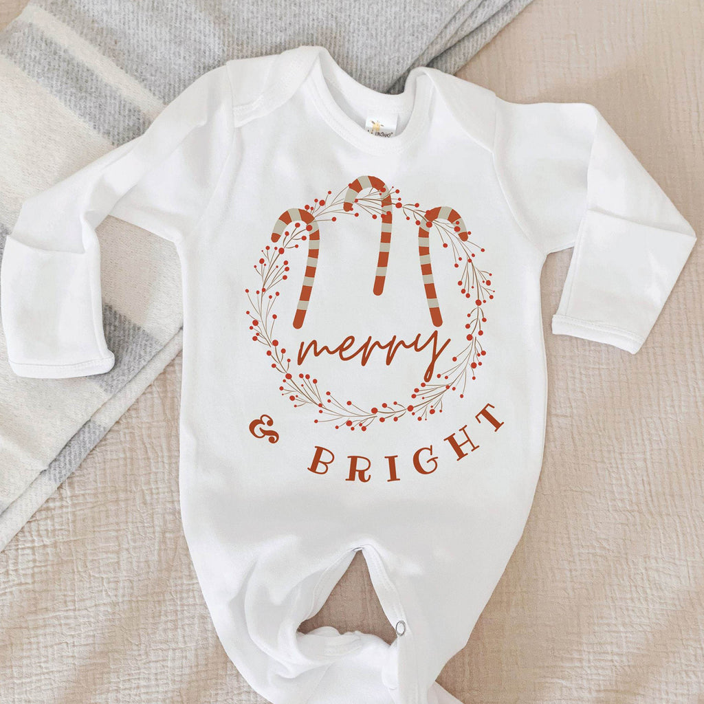 Christmas baby gift, merry and bright baby gift, candy cane baby gift. festive baby costume 