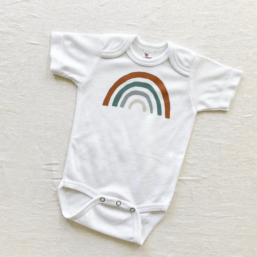 Rainbow Baby Announcement Shirt and Bodysuits Gender Neutral Baby Gift, Clay, Scandinavian Rainbow
