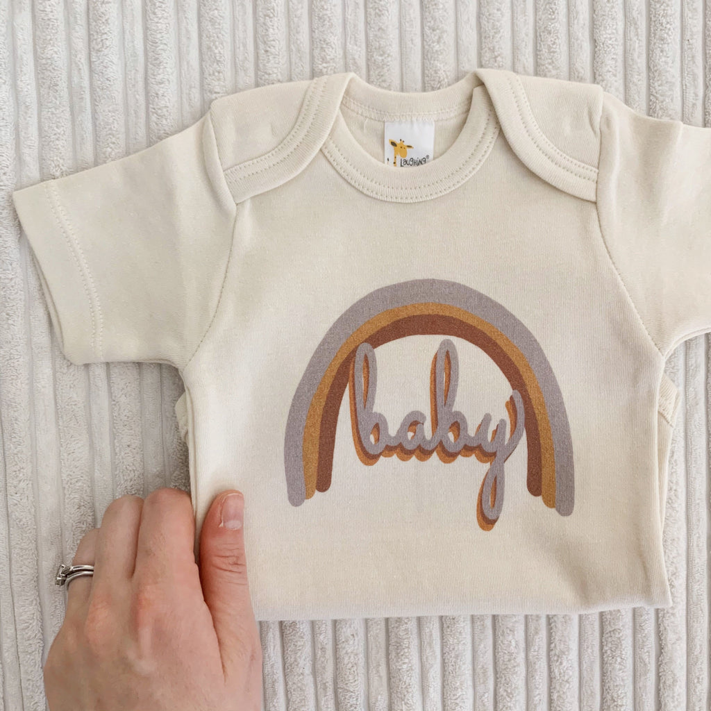 Rainbow Shirt Set, Retro Tan, Mommy and Me outfit, Matching Mom & Baby Shirt, Rainbow baby Gift, Matching Shirt Set, cotton