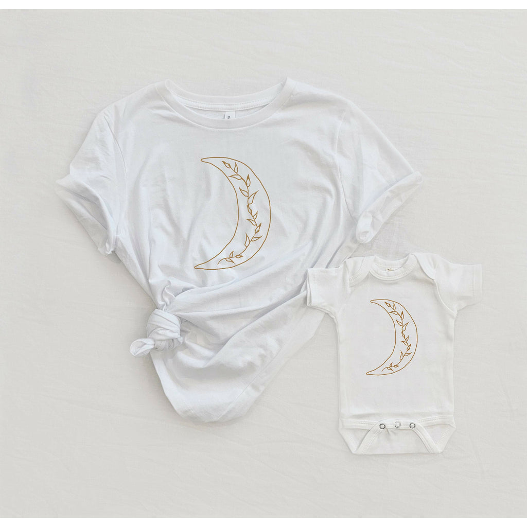 Moon Shirt Set, Neutral, Mommy and Me outfit, Matching Mom & Baby Shirt, Moon baby Gift, Matching Shirt Set, Cotton Taupe