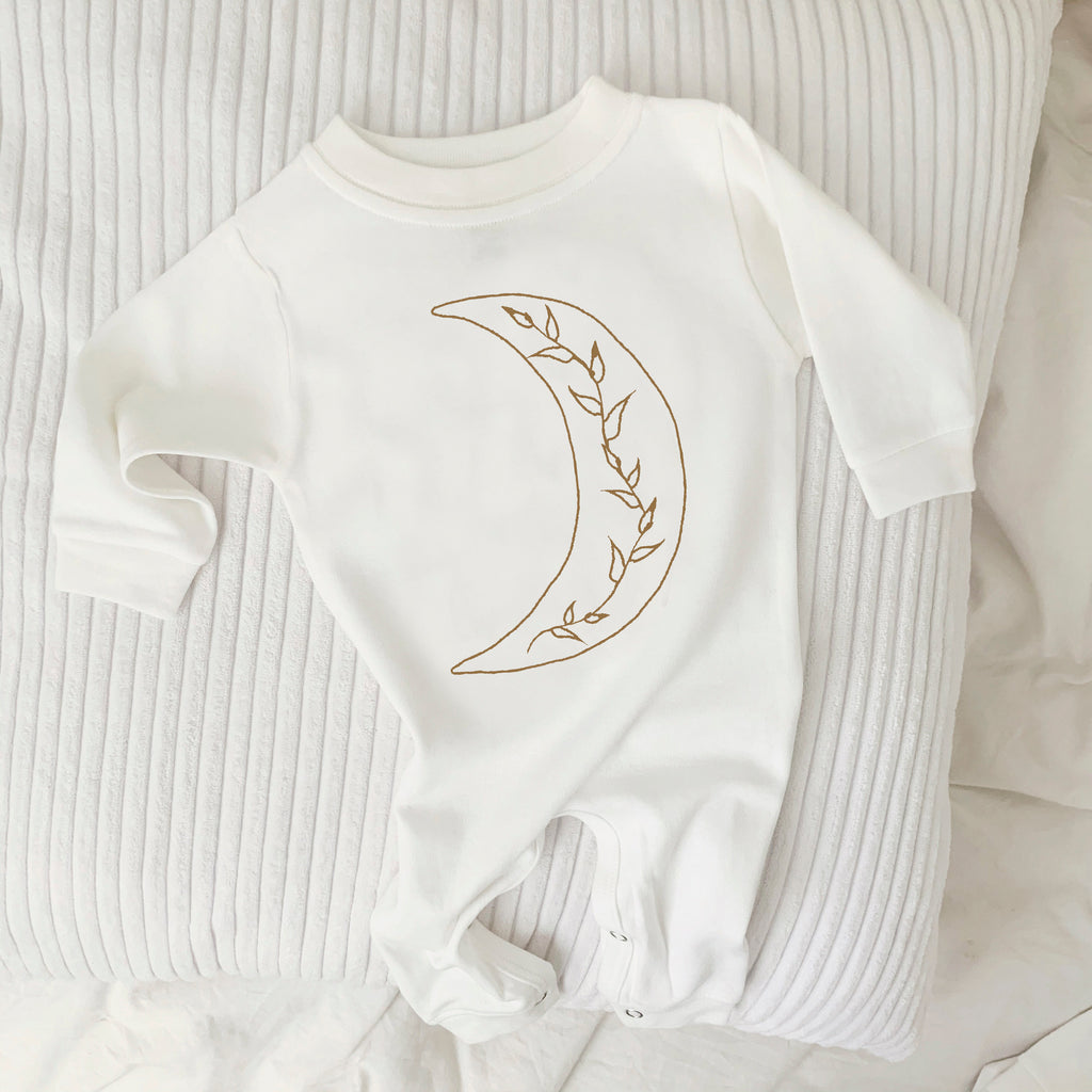 Baby Moon Pajamas, Baby Bodysuit, Baby Gift, Baby Sleep N Play, Baby Shower Gift, Gender Neutral Baby Gift, New Baby Gift, Moon Baby Outfit
