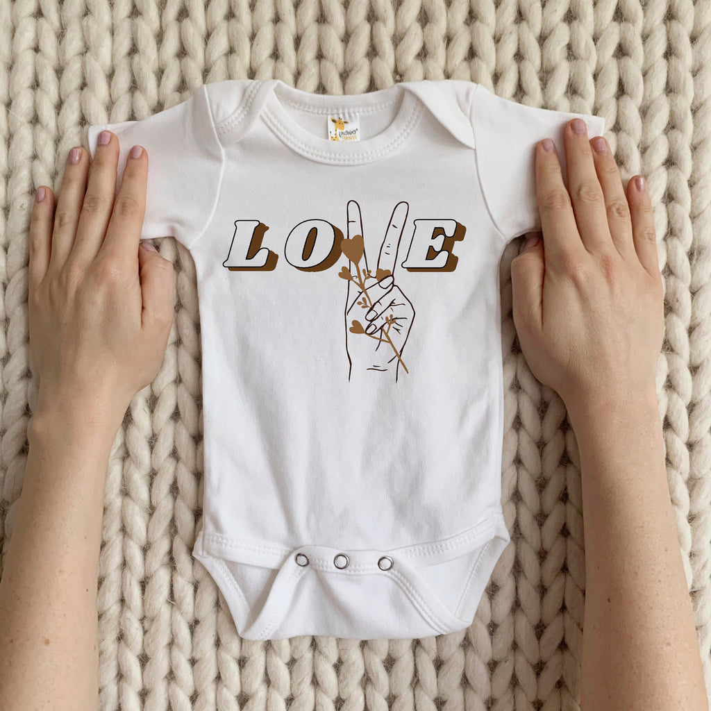 Love Peace Sign Baby Outfit, Love, Baby Valentines Day Outfit, Equality Baby Gift, Peace, MLK Day Shirt for Baby