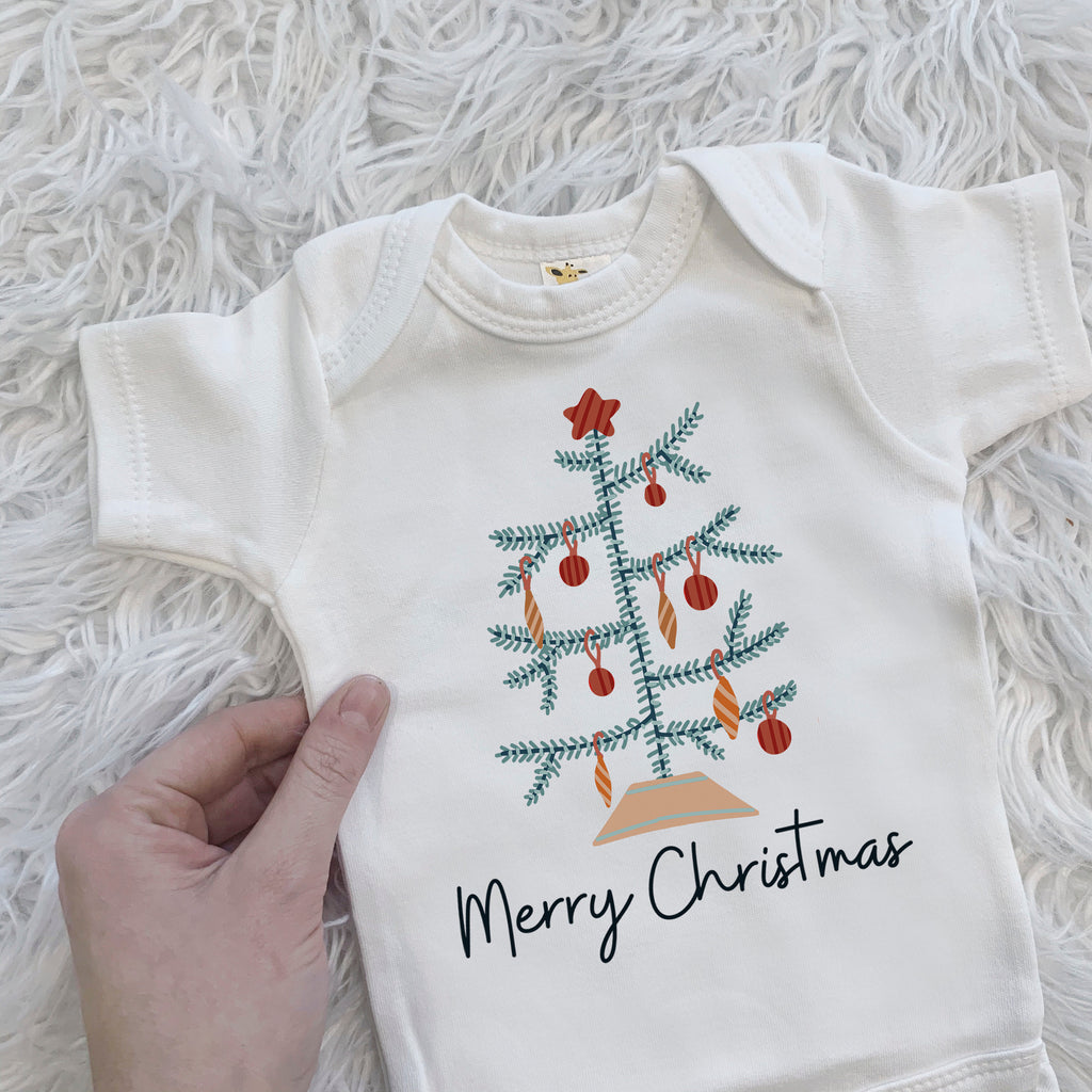 Christmas Baby, Baby First Christmas, First Christmas Outfit, Neutral Christmas Outfit, Charlie Brown Tree, Merry Christmas baby Shirt