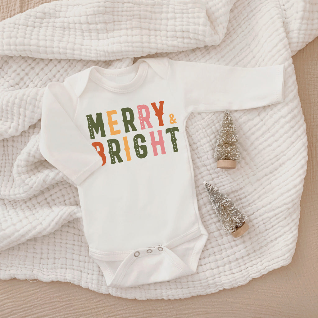 Christmas Baby Pajamas, Baby First Christmas Outfit, Merry and Bright, First Christmas Baby Outfit, Baby's First Christmas