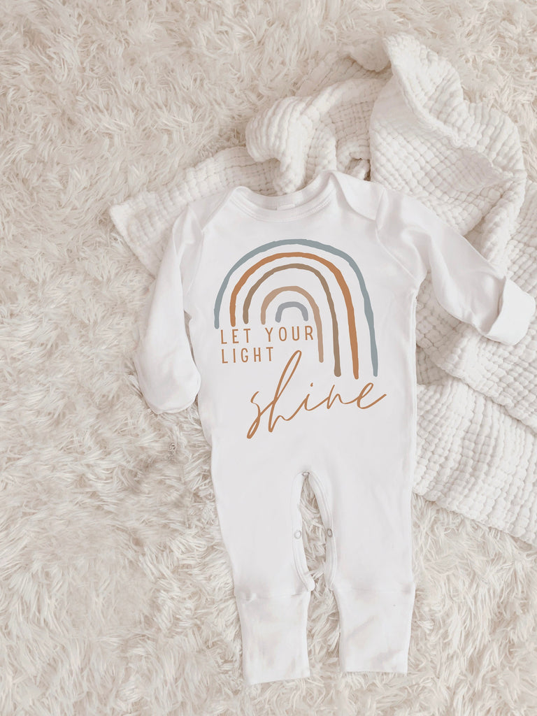Let Your Light Shine, Rainbow Baby Bodysuit, Scandinavian Rainbow, Gift, Baby Shower Gift, New Baby, Baby Apparel, Hipster, Gender Neutral