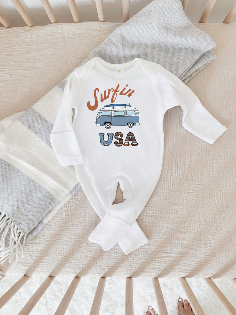 Retro Summer Baby Shirt, Surfin USA, Retro USA Shirt, Fourth Of July, New Baby Gift, Summer Baby, Gender Neutral, July 4th Baby Outfit