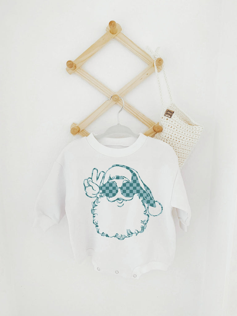 First Christmas Baby Outfit, Baby First Christmas, Santa Romper, Baby Sweatshirt Romper, Retro Santa, Bubble romper