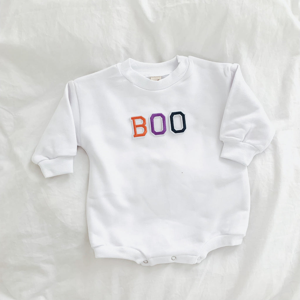 First Halloween Baby Outfit, Baby First Halloween, Boo, Bubble Romper, Baby Sweatshirt Romper, Boo sweatshirt, Bubble romper, Neutral