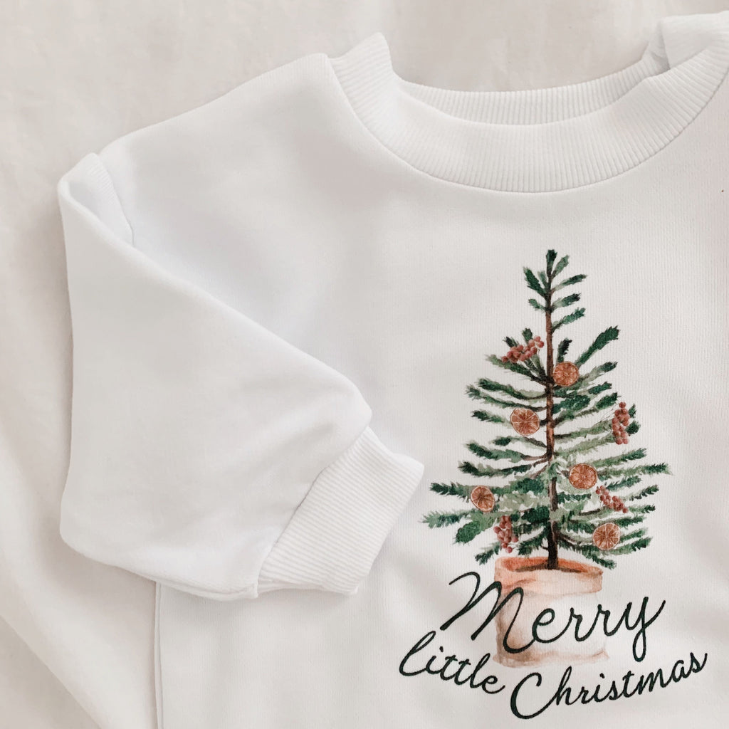 Christmas Baby Outfit, Baby First Christmas, Merry Little Christmas, Baby Sweatshirt Romper, Baby Holiday Outfit, Bubble romper
