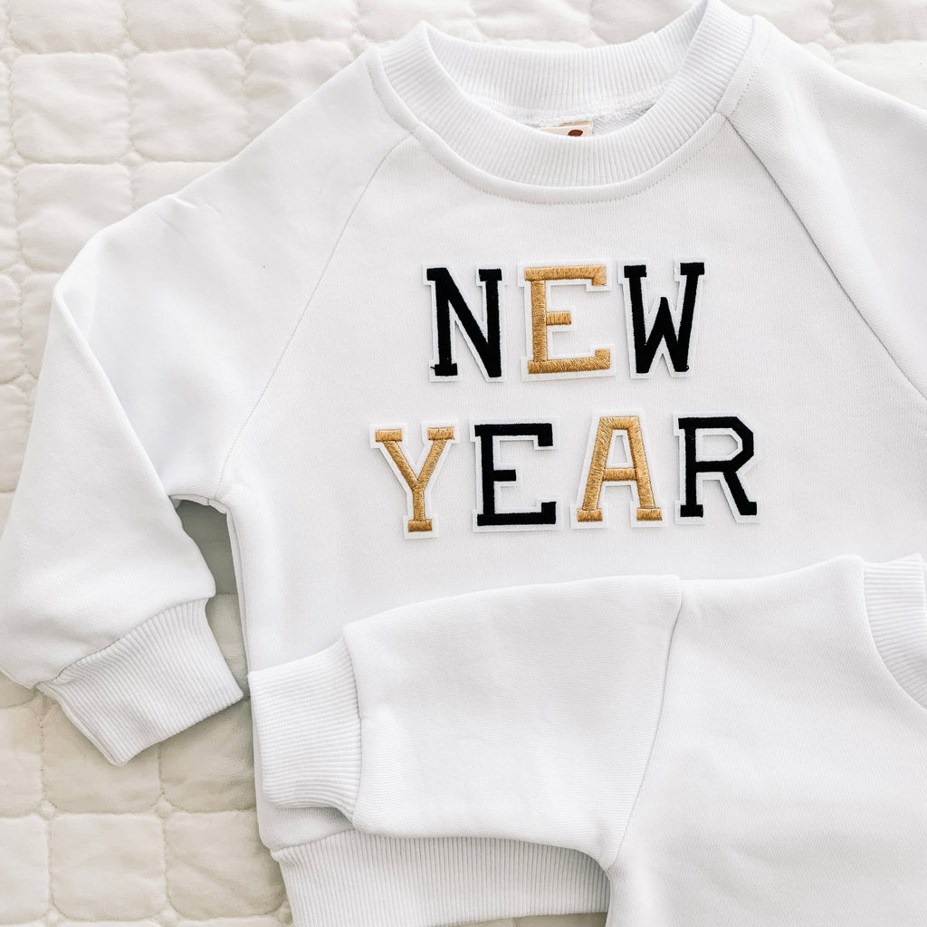 Embroidered New Years Sweatshirt, Baby Toddler Sweatshirt, New years toddler, bubble romper, oversized sweatshirt for toddler