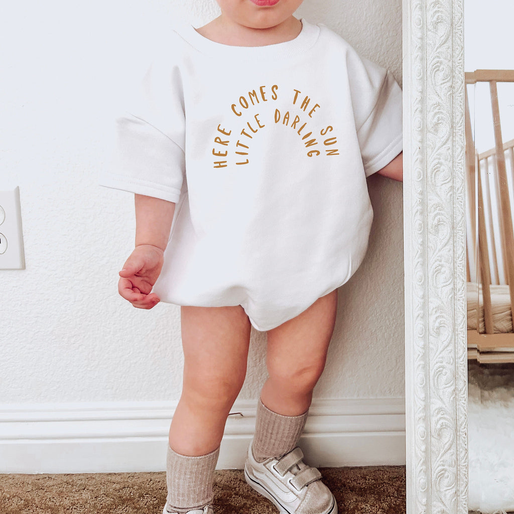 Neutral Baby Romper, Here Comes the Sun, Gift, Rainbow Romper, Baby Shower Gift, New Baby, Gender Neutral, Romper, Sunrise Baby Outfit