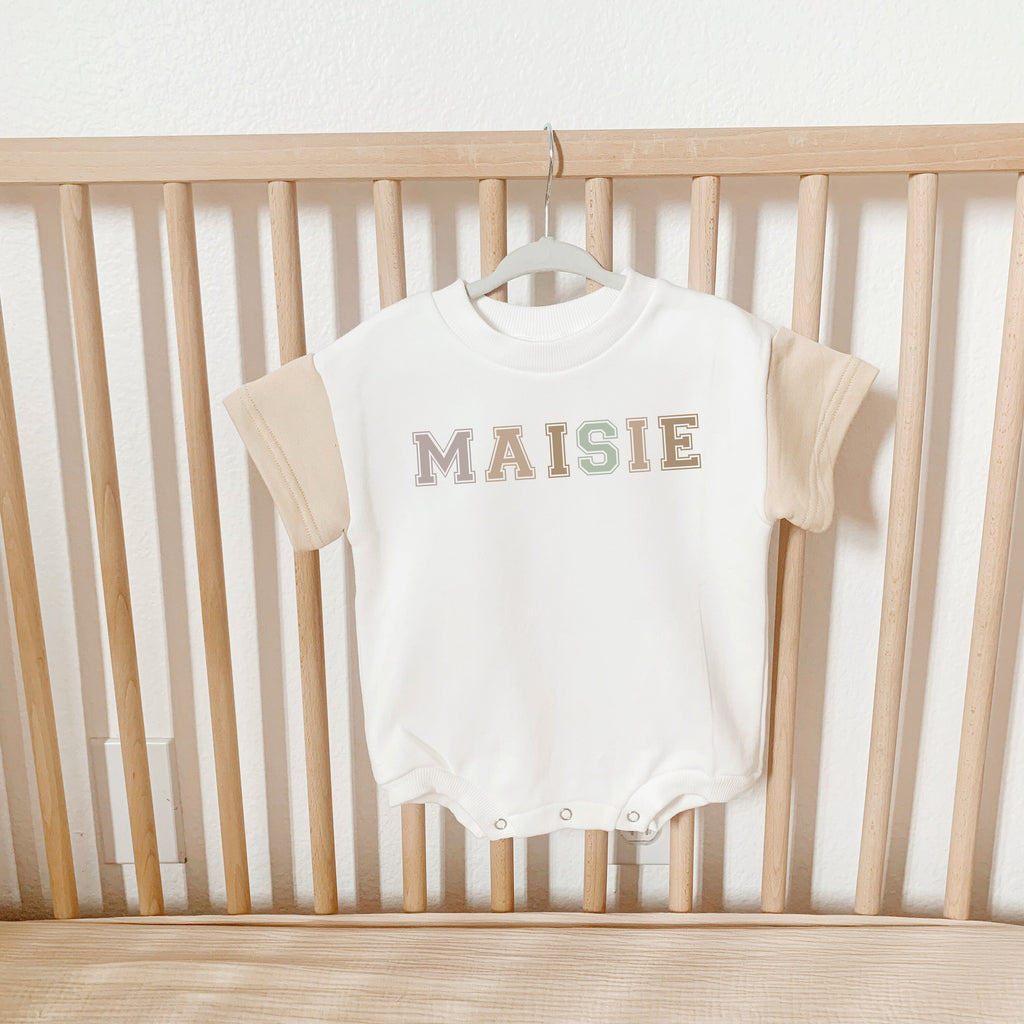 Neutral Baby Romper, Bubble Romper, Name Baby Romper, Neutral baby, Custom Baby Romper, Baby Girl Bubble Romper, Neutral Rainbow, Boho